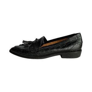 The Kooples black leather snakeskin loafers size 40